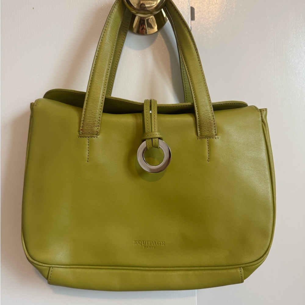 Equipage Paris Olive Green Leather Handbag
